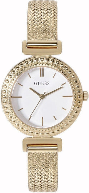 Buy Shop Guess Quartz White Dial Gold Steel Strap Watch For Women - W1152L2 USA Online