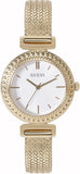 Buy Shop Guess Quartz White Dial Gold Steel Strap Watch For Women - W1152L2 USA Online