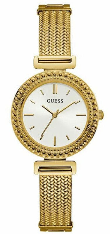 Buy Shop Guess Quartz White Dial Gold Steel Strap Watch For Women - W1152L2 USA Online