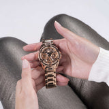 Buy Shop Guess Queen Multifunction Rose Gold Dial Rose Gold Steel Strap Watch For Women - GW0464L3 USA Online