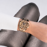 Buy Shop Guess Queen Multifunction Rose Gold Dial Rose Gold Steel Strap Watch For Women - GW0464L3 USA Online