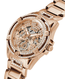 Buy Shop Guess Queen Multifunction Rose Gold Dial Rose Gold Steel Strap Watch For Women - GW0464L3 USA Online