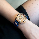 Buy Shop Guess Queen Quartz Crystals Rose Gold Dial Blue Silicone Strap Watch For Women - GW0536L5 USA Online