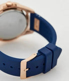 Buy Shop Guess Queen Quartz Crystals Rose Gold Dial Blue Silicone Strap Watch For Women - GW0536L5 USA Online