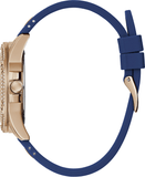 Buy Shop Guess Queen Quartz Crystals Rose Gold Dial Blue Silicone Strap Watch For Women - GW0536L5 USA Online