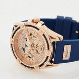 Buy Shop Guess Queen Quartz Crystals Rose Gold Dial Blue Silicone Strap Watch For Women - GW0536L5 USA Online