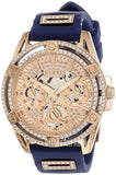 Buy Shop Guess Queen Quartz Crystals Rose Gold Dial Blue Silicone Strap Watch For Women - GW0536L5 USA Online