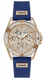 Buy Shop Guess Queen Quartz Crystals Rose Gold Dial Blue Silicone Strap Watch For Women - GW0536L5 USA Online