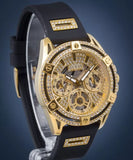 Buy Shop Guess Queen Quartz Gold Dial Black Silicone Strap Watch For Women - GW0536L3 USA Online