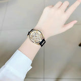 Buy Shop Guess Queen Quartz Gold Dial Black Silicone Strap Watch For Women - GW0536L3 USA Online