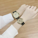 Buy Shop Guess Queen Quartz Gold Dial Black Silicone Strap Watch For Women - GW0536L3 USA Online