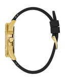 Buy Shop Guess Queen Quartz Gold Dial Black Silicone Strap Watch For Women - GW0536L3 USA Online