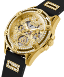 Buy Shop Guess Queen Quartz Gold Dial Black Silicone Strap Watch For Women - GW0536L3 USA Online
