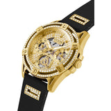 Buy Shop Guess Queen Quartz Gold Dial Black Silicone Strap Watch For Women - GW0536L3 USA Online