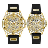 Buy Shop Guess Queen Quartz Gold Dial Black Silicone Strap Watch For Women - GW0536L3 USA Online