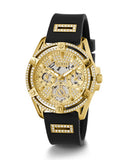 Buy Shop Guess Queen Quartz Gold Dial Black Silicone Strap Watch For Women - GW0536L3 USA Online