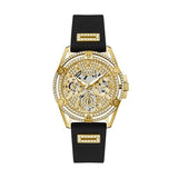 Buy Shop Guess Queen Quartz Gold Dial Black Silicone Strap Watch For Women - GW0536L3 USA Online