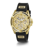 Buy Shop Guess Queen Quartz Gold Dial Black Silicone Strap Watch For Women - GW0536L3 USA Online