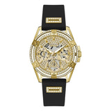 Buy Shop Guess Queen Quartz Gold Dial Black Silicone Strap Watch For Women - GW0536L3 USA Online