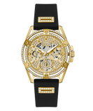 Buy Shop Guess Queen Quartz Gold Dial Black Silicone Strap Watch For Women - GW0536L3 USA Online