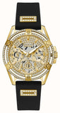 Buy Shop Guess Queen Quartz Gold Dial Black Silicone Strap Watch For Women - GW0536L3 USA Online