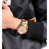 Buy Shop Guess Queen Quartz Gold Dial Gold Steel Strap Watch For Men - GW0497G2 USA Online