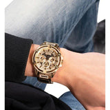 Buy Shop Guess Queen Quartz Gold Dial Gold Steel Strap Watch For Men - GW0497G2 USA Online