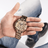 Buy Shop Guess Queen Quartz Gold Dial Gold Steel Strap Watch For Men - GW0497G2 USA Online