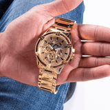 Buy Shop Guess Queen Quartz Gold Dial Gold Steel Strap Watch For Men - GW0497G2 USA Online