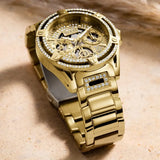 Buy Shop Guess Queen Quartz Gold Dial Gold Steel Strap Watch For Women - GW0464L2 USA Online