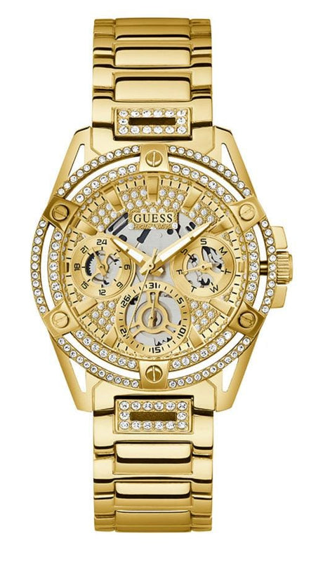Buy Shop Guess Queen Quartz Gold Dial Gold Steel Strap Watch For Women - GW0464L2 USA Online