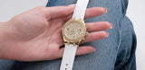 Buy Shop Guess Queen Quartz Gold Dial White Silicone Strap Watch For Women - GW0536L2 USA Online