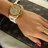 Buy Shop Guess Queen Quartz Gold Dial White Silicone Strap Watch For Women - GW0536L2 USA Online
