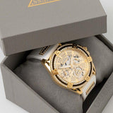Buy Shop Guess Queen Quartz Gold Dial White Silicone Strap Watch For Women - GW0536L2 USA Online