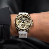 Buy Shop Guess Queen Quartz Gold Dial White Silicone Strap Watch For Women - GW0536L2 USA Online