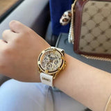 Buy Shop Guess Queen Quartz Gold Dial White Silicone Strap Watch For Women - GW0536L2 USA Online