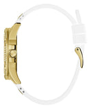 Buy Shop Guess Queen Quartz Gold Dial White Silicone Strap Watch For Women - GW0536L2 USA Online
