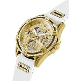 Buy Shop Guess Queen Quartz Gold Dial White Silicone Strap Watch For Women - GW0536L2 USA Online
