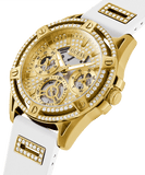 Buy Shop Guess Queen Quartz Gold Dial White Silicone Strap Watch For Women - GW0536L2 USA Online