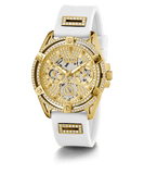 Buy Shop Guess Queen Quartz Gold Dial White Silicone Strap Watch For Women - GW0536L2 USA Online