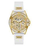 Buy Shop Guess Queen Quartz Gold Dial White Silicone Strap Watch For Women - GW0536L2 USA Online