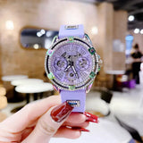Buy Shop Guess Queen Quartz Purple Dial Purple Silicone Strap Watch For Women - GW0536L4 USA Online