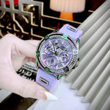 Buy Shop Guess Queen Quartz Purple Dial Purple Silicone Strap Watch For Women - GW0536L4 USA Online