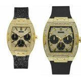 Buy Shop Guess Raven Diamonds Champagne Dial Black Rubber Strap Watch For Women - GW0105L2 USA Online