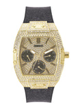 Buy Shop Guess Raven Diamonds Champagne Dial Black Rubber Strap Watch For Women - GW0105L2 USA Online