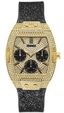 Buy Shop Guess Raven Diamonds Champagne Dial Black Rubber Strap Watch For Women - GW0105L2 USA Online