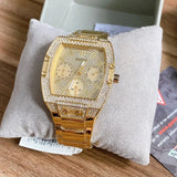 Buy Shop Guess Raven Diamonds Gold Dial Gold Steel Strap Watch for Women - GW0104L2 USA Online