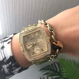 Buy Shop Guess Raven Diamonds Gold Dial Gold Steel Strap Watch for Women - GW0104L2 USA Online