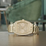 Buy Shop Guess Raven Diamonds Gold Dial Gold Steel Strap Watch for Women - GW0104L2 USA Online
