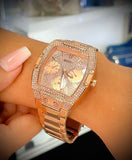 Buy Shop Guess Raven Diamonds Rose Gold Dial Rose Gold Steel Strap Watch for Women - GW0104L3 USA Online